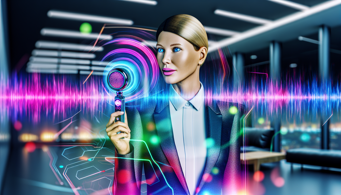 CEO presenting futuristic interface