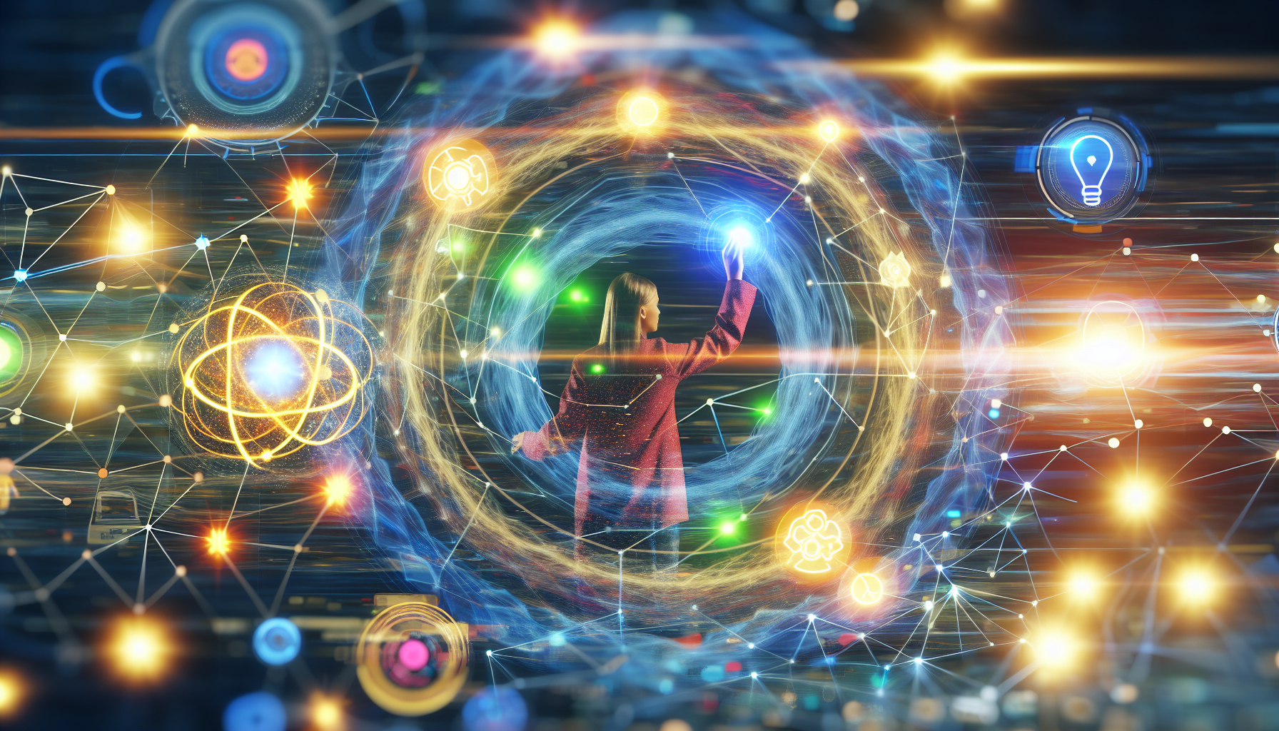 Человек управляет голограммами