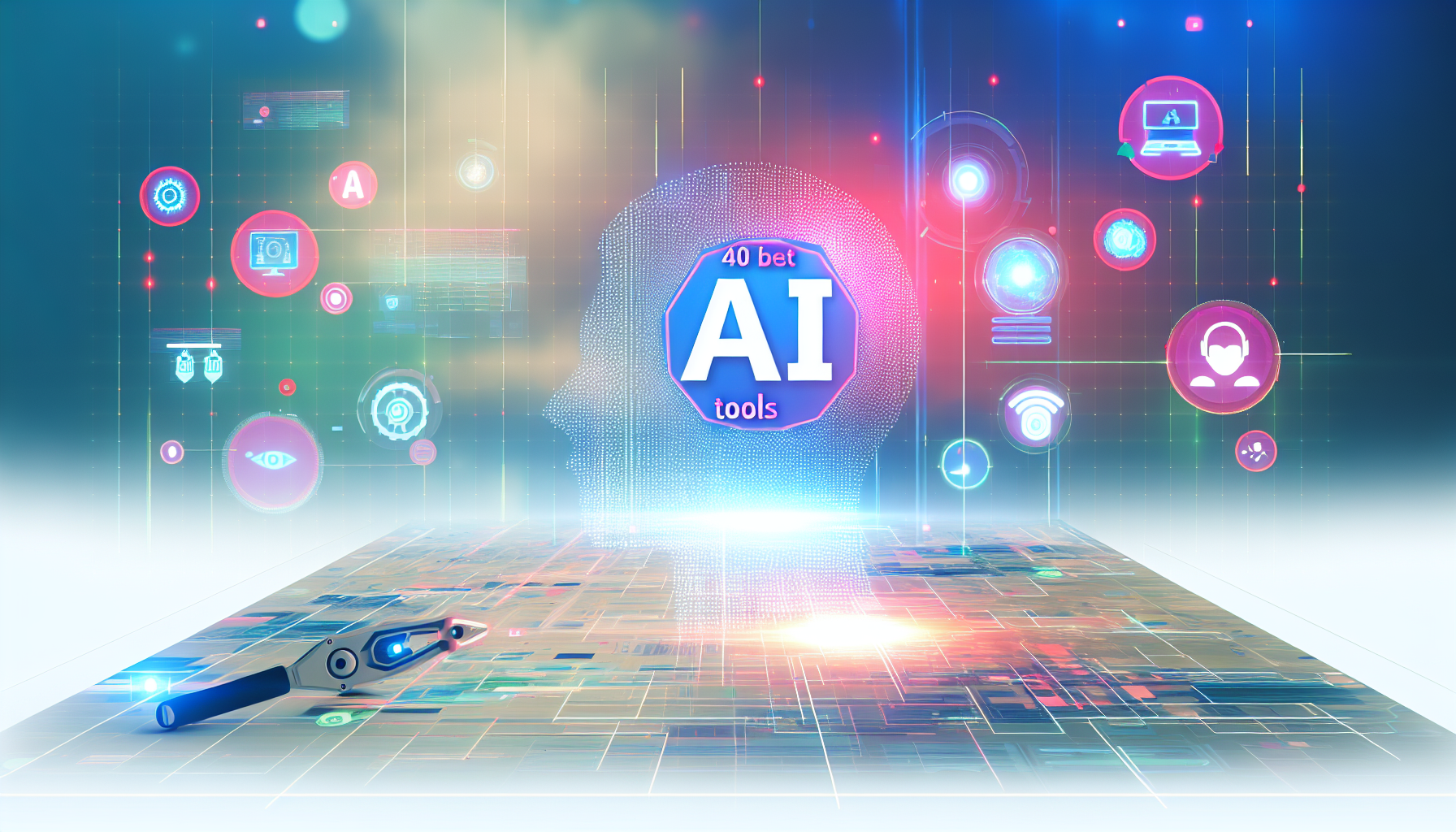 Футуристичная инфографика ИИ-инструментов