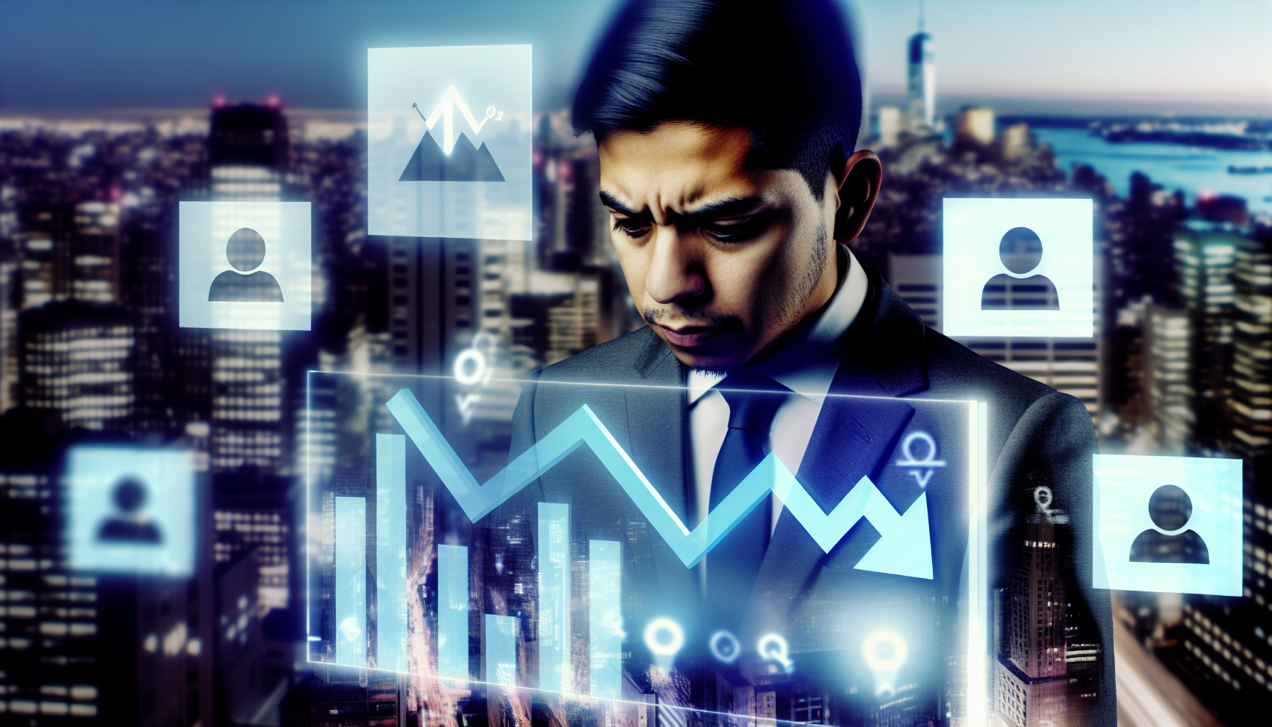 Businessman analyzing shrinking social media reach