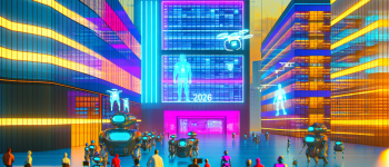 Футуристический техногородской пейзаж