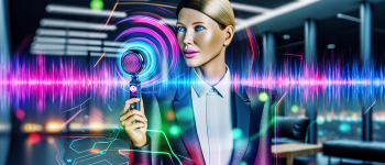 CEO presenting futuristic interface